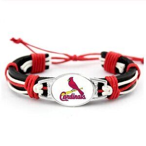 St. Louis Cardinals Leather Bracelet - Adjustable Woven Baseball Fan Jewelry